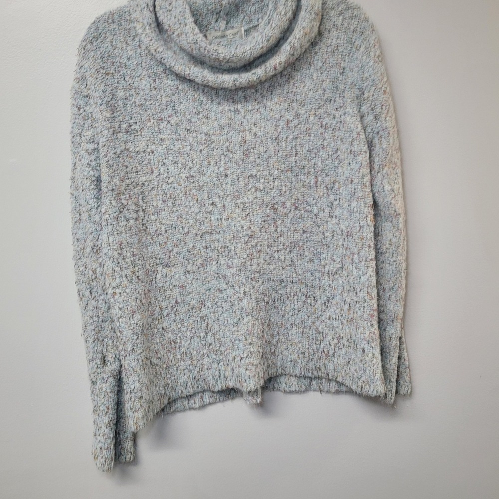 Coldwater Creek Womens M Cowl Neck Sweater Blue Multi Color Boucle Knit